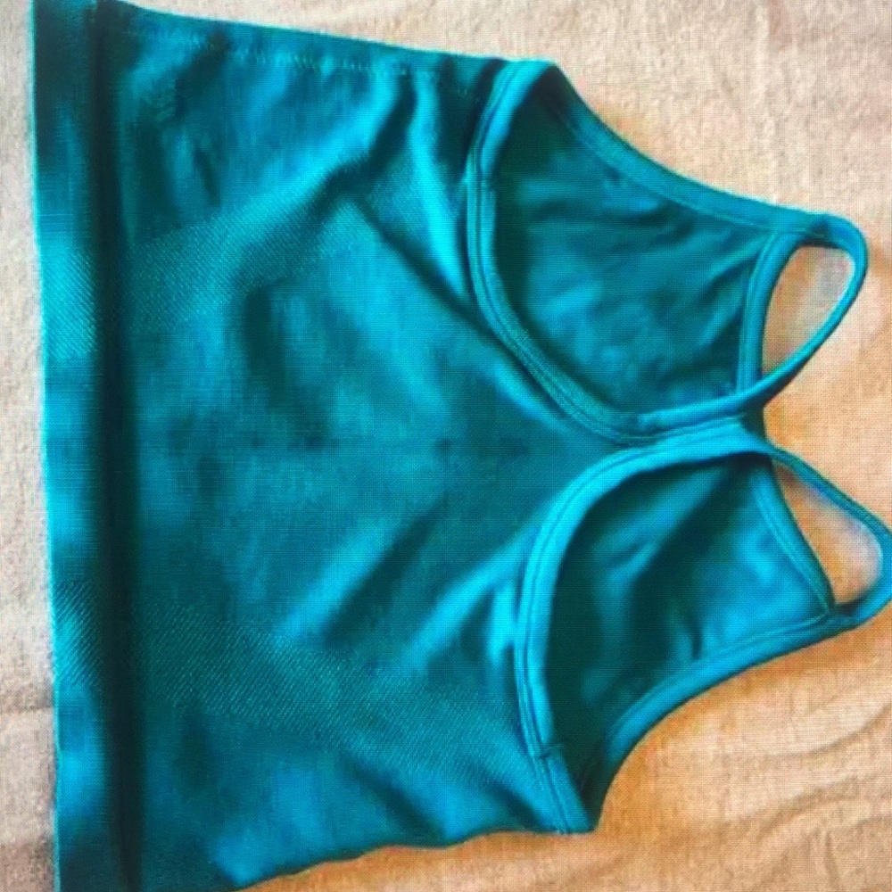 Teal racer blue girls tank top - Picture 4 of 4